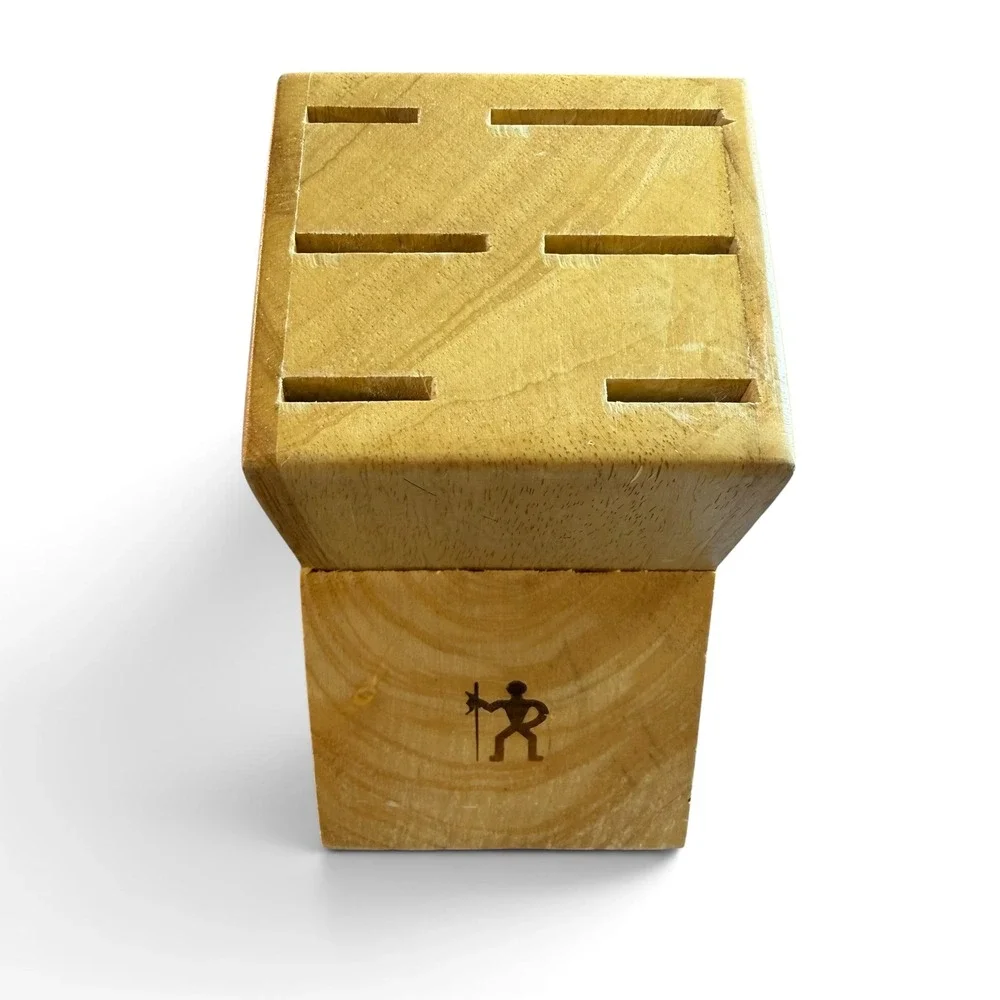 Henckels Wooden Knife Block 6 Slot Natural Wood Kitchen Cutlery Storage Block